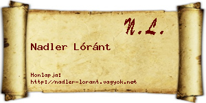 Nadler Lóránt névjegykártya